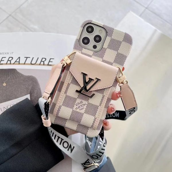 [CROSSBODY] Metal LV Logo Wallet Case for iPhone 17-11 Series