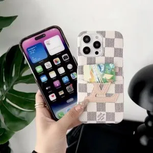 Louis Vuitton Leather Card Holder Case for iPhone 15 14 13 12 Pro Max