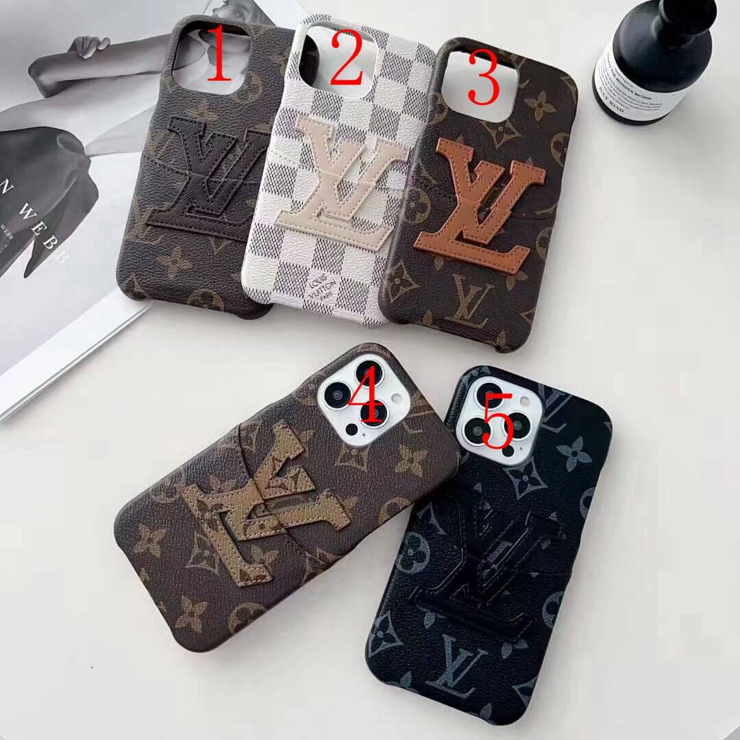 Louis Vuitton Leather card slot Wallet Case iPhone 15 14 13 12 11