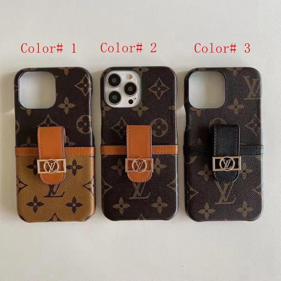 Louis Vuitton Leather Card Slot Case for iPhone 11 12 13 14 15 Pro Max