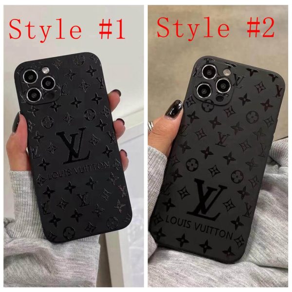 Louis Vuitton Slim Black Case for iPhone 16 15 11 12 13 14 Pro Max Xs Max XR 7 8 Plus