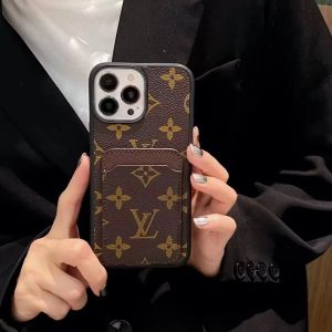 Louis Vuitton Leather Card Slot Case for Samsung Galaxy S10 - S22 Ultra Note 10 Note 20 Ultra - Brown