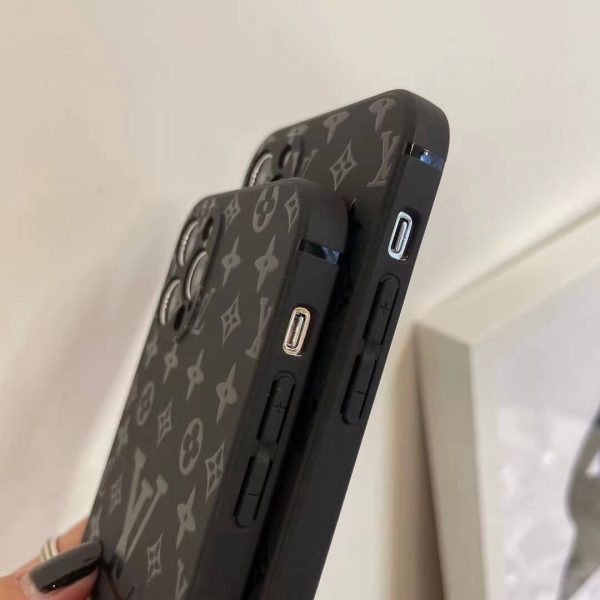 Louis Vuitton Slim Black Case for iPhone 16 15 11 12 13 14 Pro Max Xs