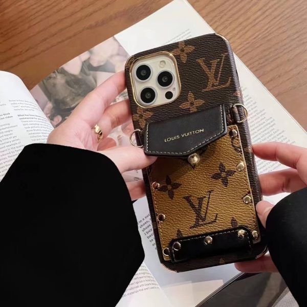 LOUIS VUITTON Crossbody Back Flip Wallet Case for iPhone 16 14 15 13 12 11 Pro Max
