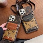 LOUIS VUITTON Crossbody Back Flip Wallet Case for iPhone 16 14 15 13 12 11 Pro Max