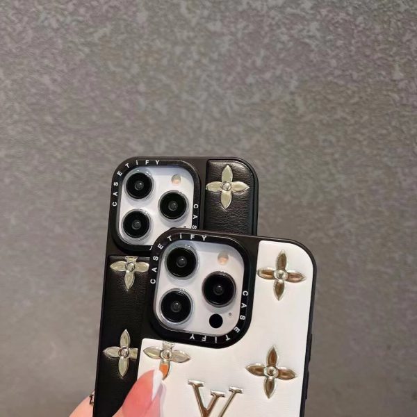 Louis Vuitton Leather Bronzing Case for iPhone 11 12 13 14 15 16 Pro Max