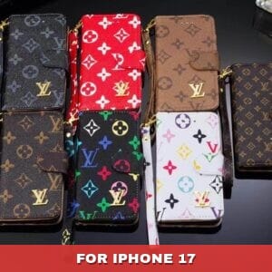 Louis Vuitton Wallet Folio Leather Case for iPhone 17 16 15 12 13 14 Pro Max - 17