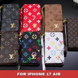 Louis Vuitton Wallet Folio Leather Case for iPhone 17 16 15 12 13 14 Pro Max - 17 AIR