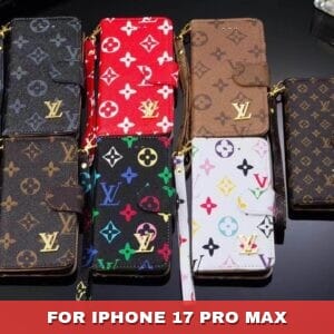 Louis Vuitton Wallet Folio Leather Case for iPhone 17 16 15 12 13 14 Pro Max - 17 PRO MAX