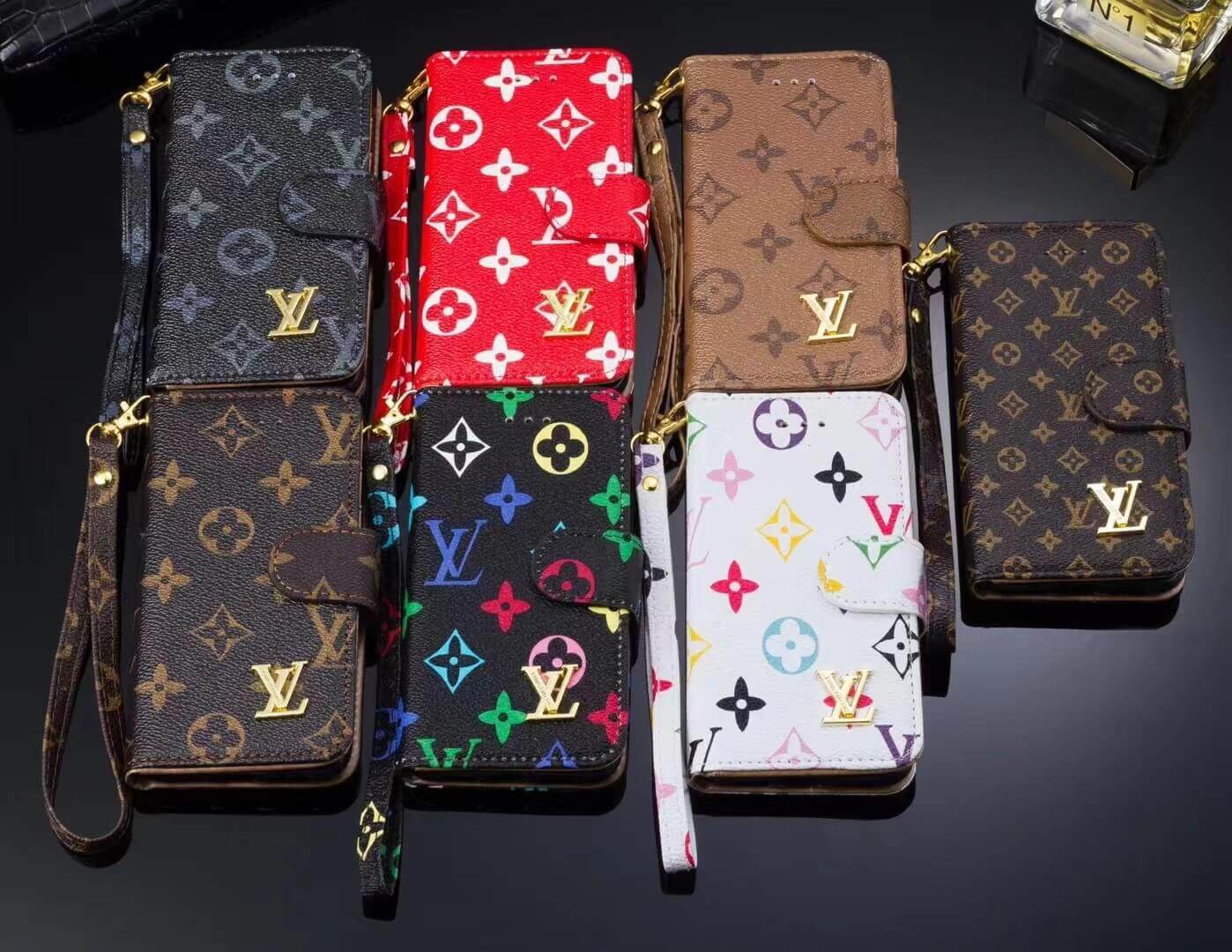 Louis Vuitton Leather Wallet Case iPhone 15 14 13 12 11 Pro Max LV-4-  Fittedcases