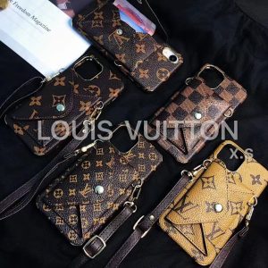 Louis Vuitton Corssbody Back Wallet Leather Case for iPhone 11 12 13 14 Pro Max 12 13 Mini 7 8 Plus