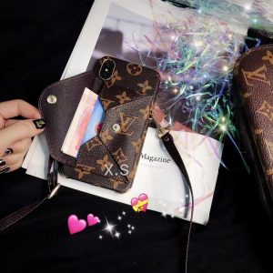 Louis Vuitton Corssbody Back Wallet Leather Case for iPhone 11 12 13 14 Pro Max 12 13 Mini 7 8 Plus