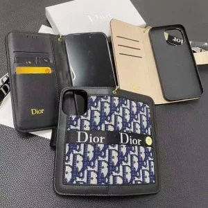 Dior Canvas Folio Wallet Case for iPhone 11 - 17 Pro & Max Series
