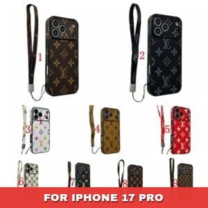 Chic LV Wristlet Case for iPhone 17 Series | Full-Wrap Monogram Leather & Hand Strap - 17 PRO