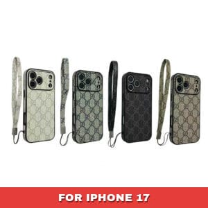Gucci Leather Wristlet Case for iPhone 17 Series | Minimalist Design with 360° Camera Guard - 17