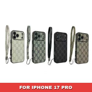 Gucci Leather Wristlet Case for iPhone 17 Series | Minimalist Design with 360° Camera Guard - 17 PRO