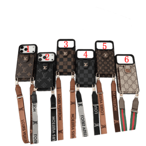 Crossbody Wallet Case for iPhone 17, Pro, Air & Pro Max | LV-Inspired Flip Card Holder with Strap