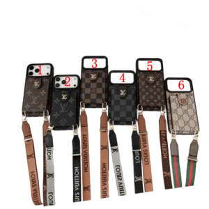 Crossbody Wallet Case for iPhone 17, Pro, Air & Pro Max | LV-Inspired Flip Card Holder with Strap