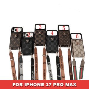 Crossbody Wallet Case for iPhone 17, Pro, Air & Pro Max | LV-Inspired Flip Card Holder with Strap - 17 PRO MAX