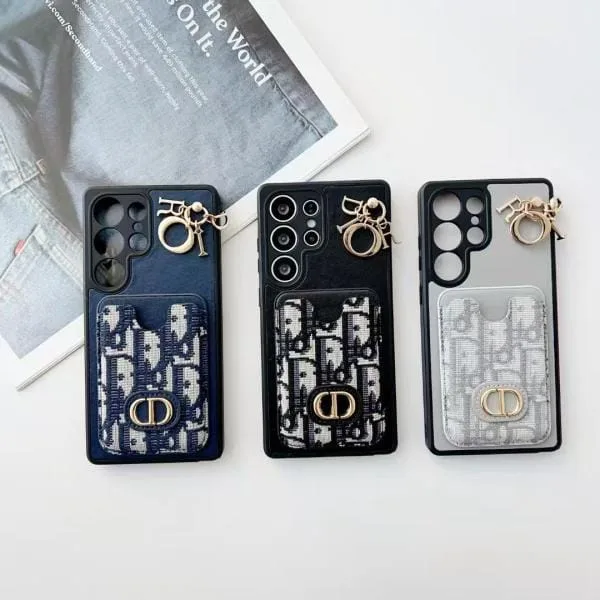 Premium Dior Card Holder Phone Case for Samsung Galaxy S25/ S24/ S23/ S22 Ultra