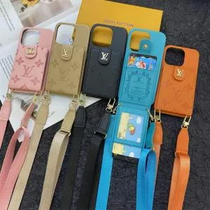 Louis Vuitton Emboss Apple Phone Case Crossbody Card Holder - 14 PRO MAX