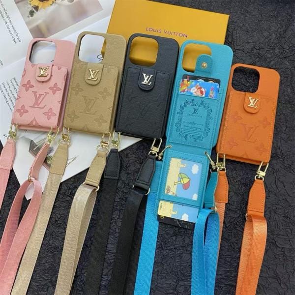 Louis Vuitton Emboss Apple Phone Case Crossbody Card Holder