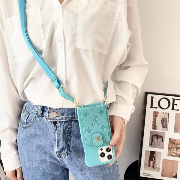 Louis Vuitton Emboss Apple Phone Case Crossbody Card Holder
