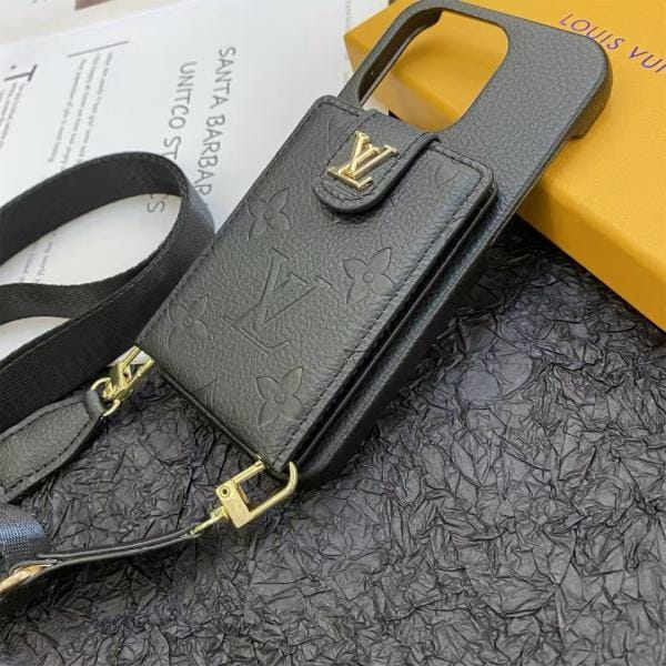 Louis Vuitton Emboss Apple Phone Case Crossbody Card Holder