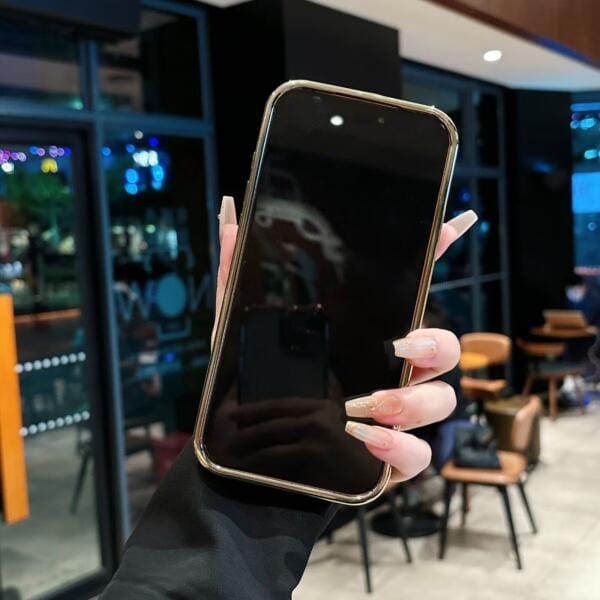 LV Case for iPhone 17/ 17 Pro/ 17 Pro Max/ Air Slim Metallic Edge Design with Card Slot