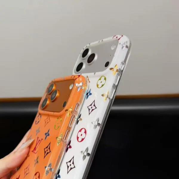 Gilded LV Monogram Case for iPhone 17/16/15 Series - Slim Gold Glitter