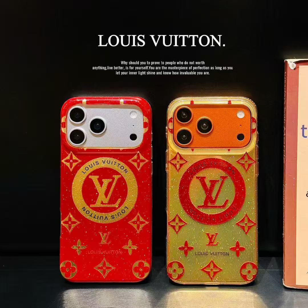 Glitter LV Monogram Case for iPhone 17/16/15 Series – Slim MagSafe