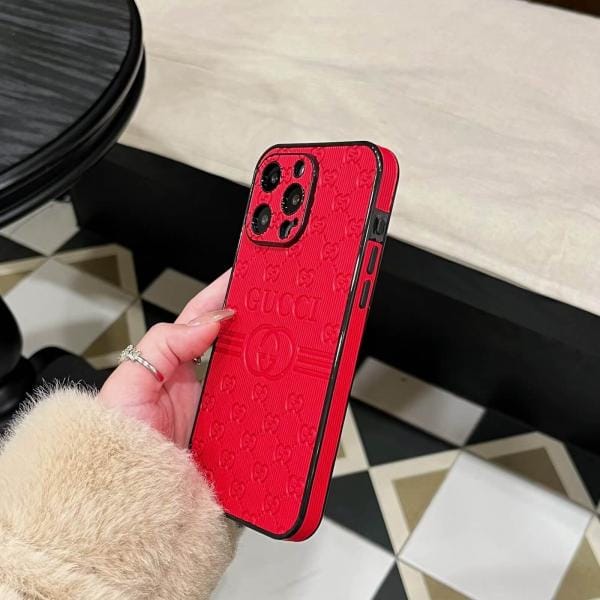 Gucci Embossed Leather Full Cover iPhone Case