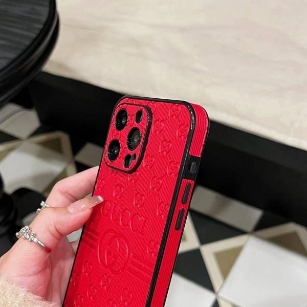 Gucci Embossed Leather Full Cover iPhone Case