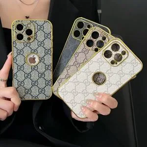 Gucci Gold Frame iPhone Case with Apple Logo Cutout