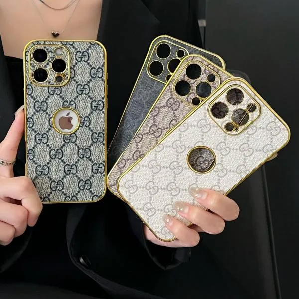 Gucci Gold Frame iPhone Case with Apple Logo Cutout
