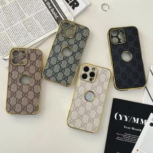 Gucci Gold Frame iPhone Case with Apple Logo Cutout