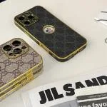 Gucci Gold Frame iPhone Case with Apple Logo Cutout