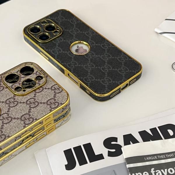 Gucci Gold Frame iPhone Case with Apple Logo Cutout Gucci Gold Frame iPhone Case with Apple Logo Cutout