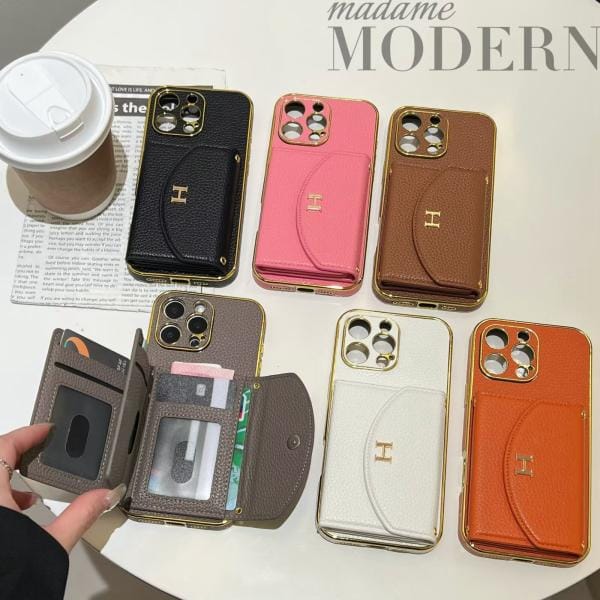 Hermès Leather Mirror Wallet Phone Case