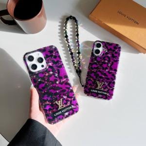 Louis Vuitton Purple Leopard Phone Case w/Chain