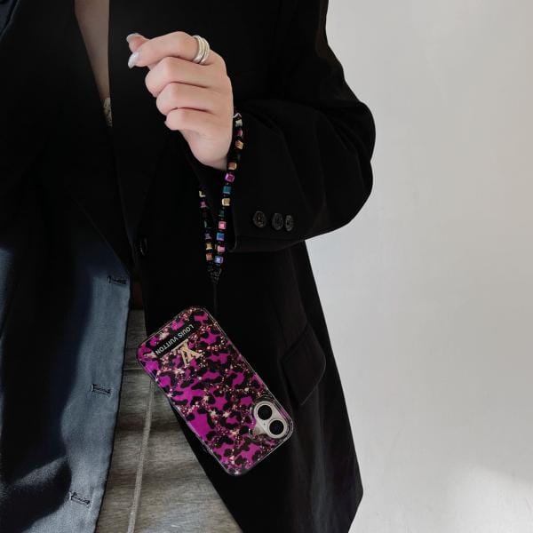 Louis Vuitton Purple Leopard Phone Case w/Chain Louis Vuitton Purple Leopard Phone Case w/Chain