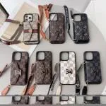 Classic Louis Vuitton Wallet Folio Leather Case for iPhone 16 14 12 13 15 Pro Max - Bright colors