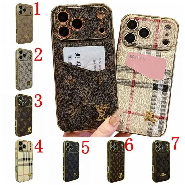 Gold-Trimmed Louis Vuitton Case for iPhone 17 Series - Card Holder