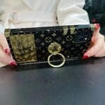 LV Trunk Case Black & Gold Diamond with Secure Ring Holder