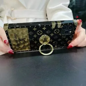 LV Trunk Case Black & Gold Diamond with Secure Ring Holder - 14 PRO MAX LV Trunk Case Black & Gold Diamond with Secure Ring Holder - 14 PRO MAX