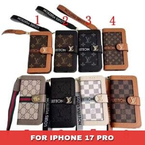 LV & Gucci Style Split Folio Case for iPhone 17 Pro & Series | Wallet with Card Slots - 17 PRO