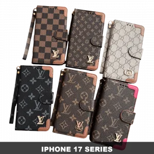 iPhone 17 & Pro Max Corner Patch Folio Case - Stand, Wrist Strap & Metal Logo
