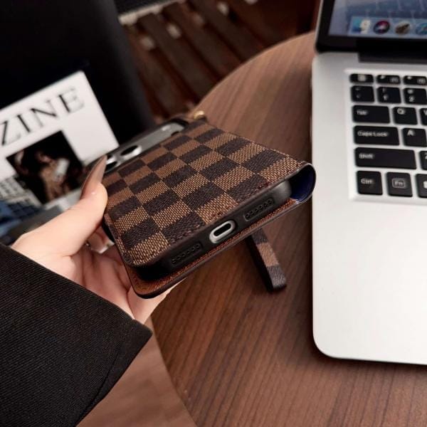 iPhone 17 & Pro Max Corner Patch Folio Case - Stand, Wrist Strap & Metal Logo