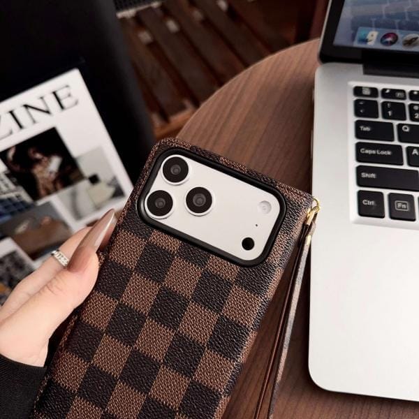 iPhone 17 & Pro Max Corner Patch Folio Case - Stand, Wrist Strap & Metal Logo