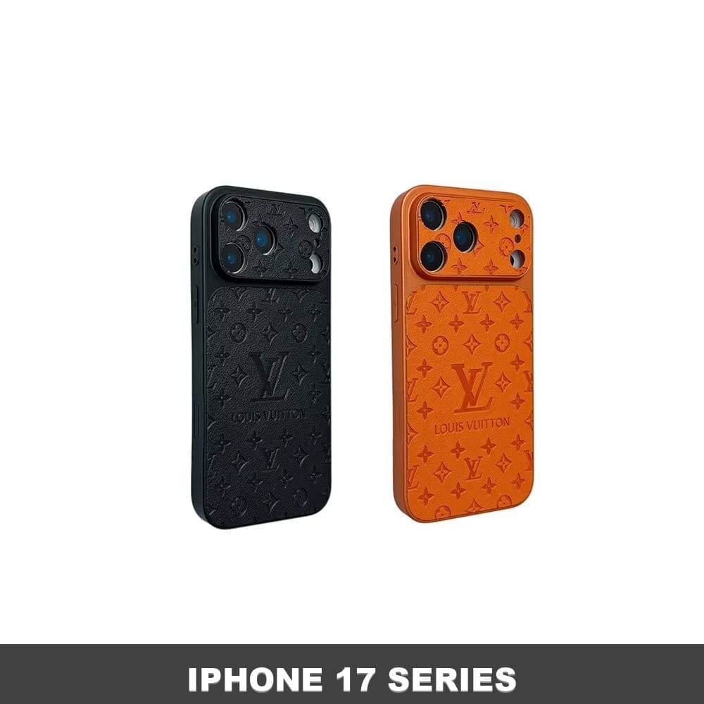 iPhone 17 & Pro Max Soft Leather Texture Case – Slim TPU & Embossed Monogram